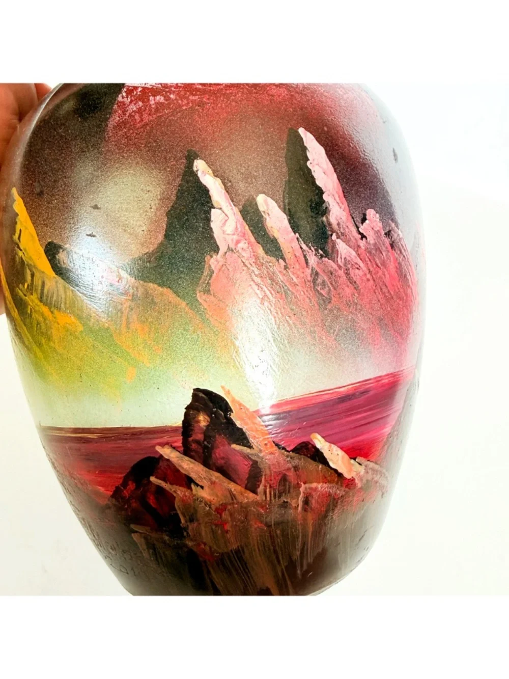 Handpainted Cosmic Galaxy Celestial Space Mountain Landscape Art Vase
